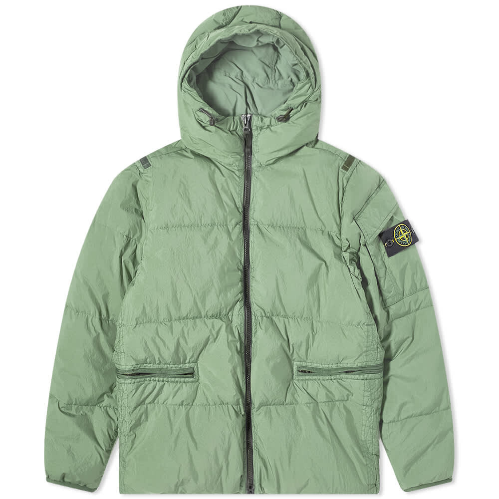 

Пуховик из мятого репса Stone Island, Зеленый