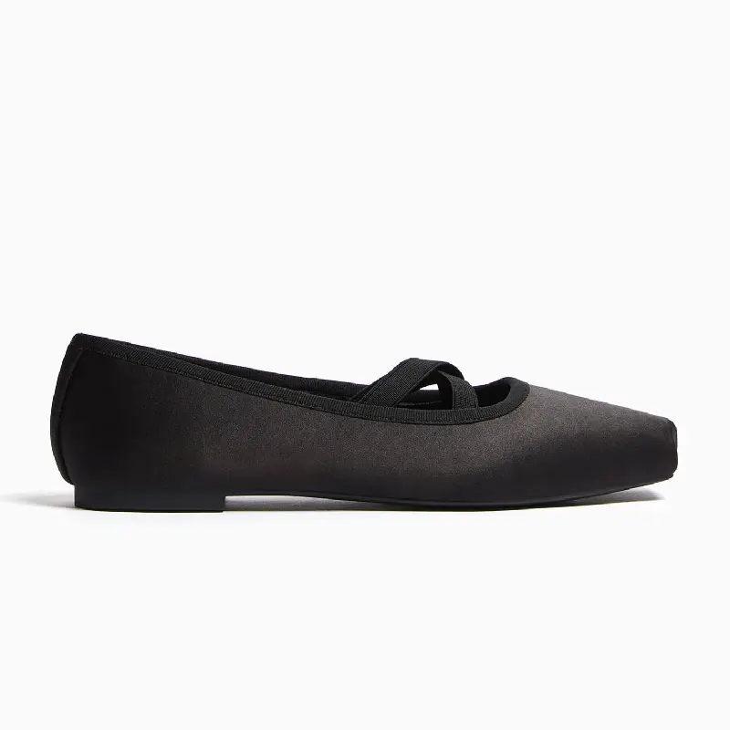

Балетки Bershka Stretch Satin Flats, черный
