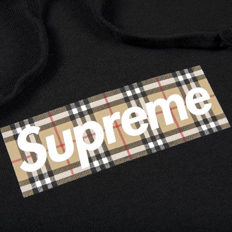 Supreme x Burberry Box Logo Hooded Sweatshirt Black