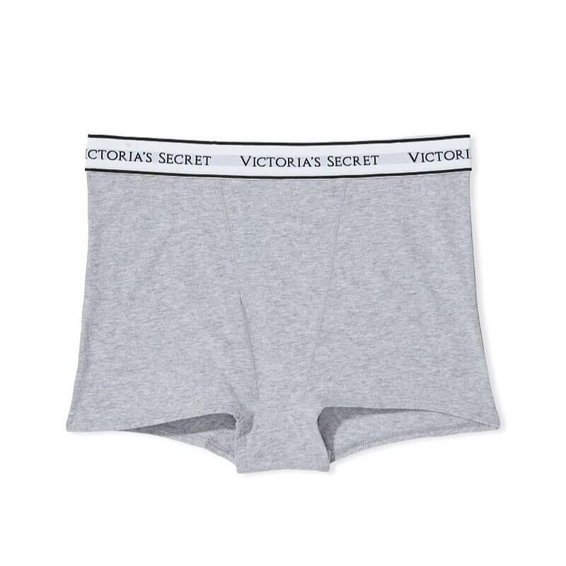 

Трусики-шортики с высокой талией Victoria's Secret Logo Cotton, серый