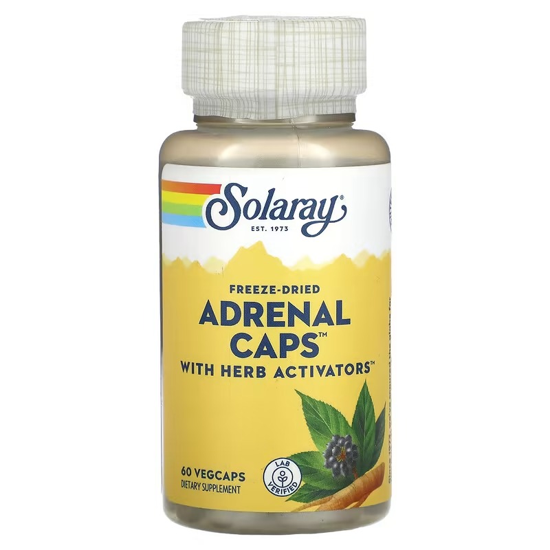 Solaray Adrenal Caps, 60 вегетарианских капсул solaray vegan digestaway максимальная эффективность 60 вегетарианских капсул