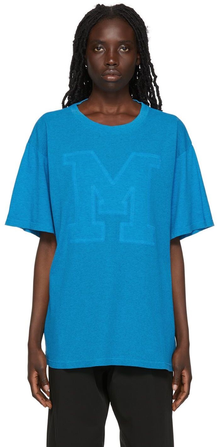

Синяя футболка с буквой \М\"" MM6 Maison Margiela