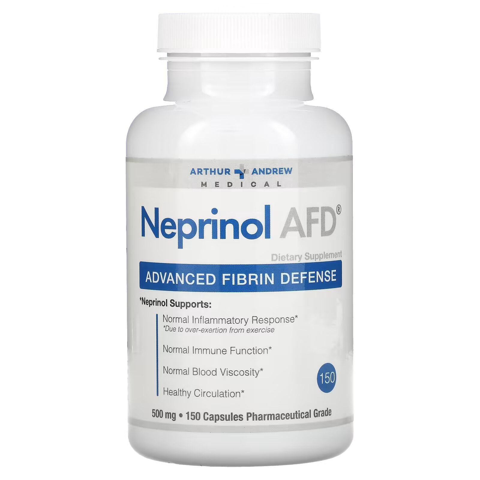 Arthur Andrew Medical, Neprinol AFD, улучшенная фибриновая защита, 500 мг, 150 капсул arthur andrew medical serretia чистая серрапептаза 500 мг 180 капсул