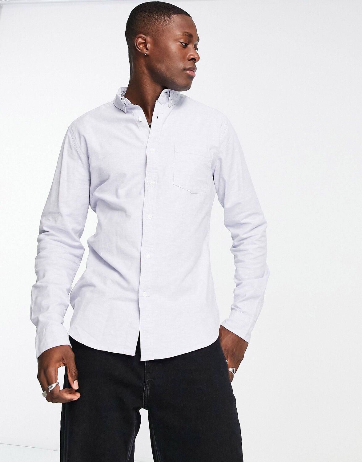 

Синяя оксфордская рубашка узкого кроя ASOS DESIGN