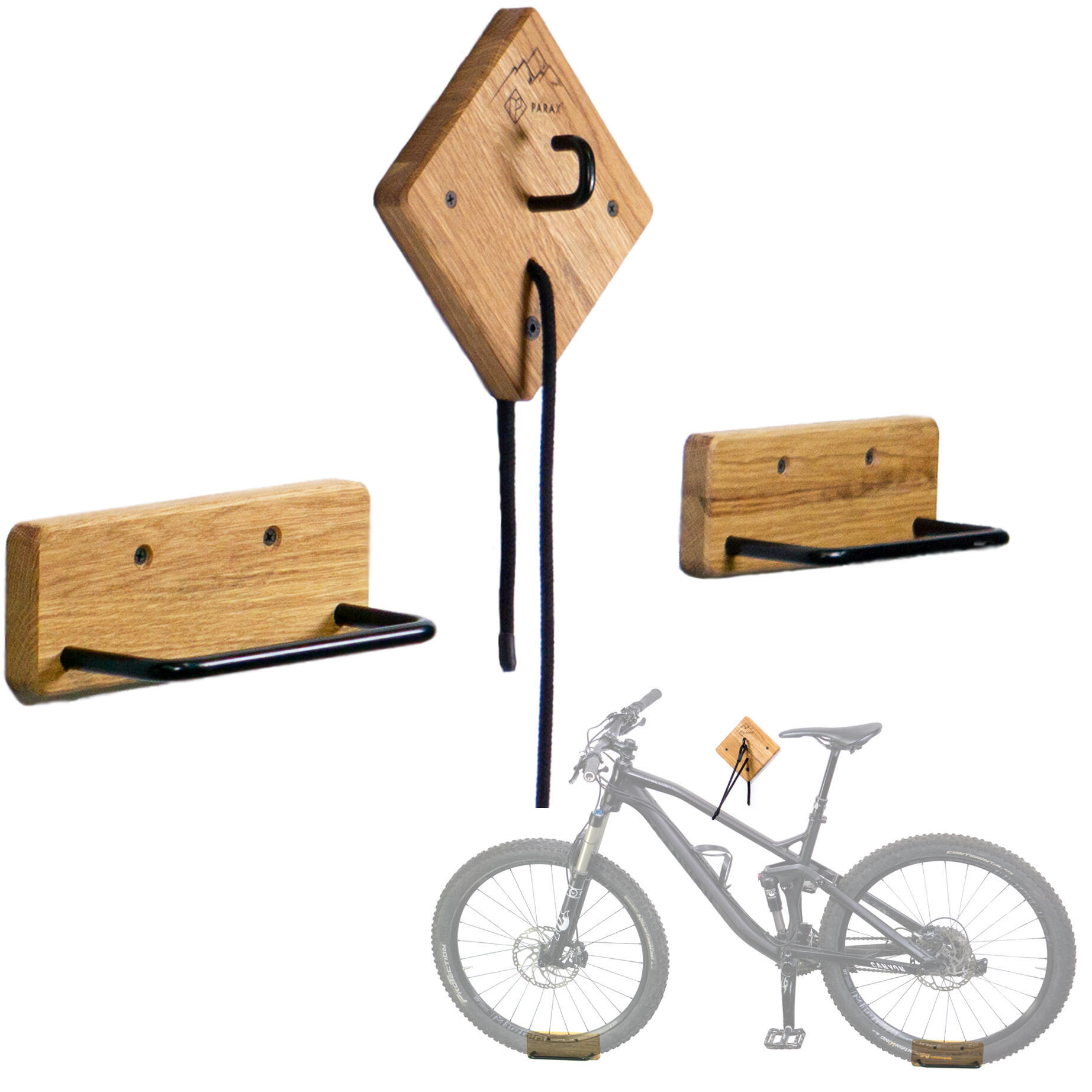 Настенное крепление для велосипеда - подходит для всех велосипедов - дуб, алюминий - U-RACK PARAX, коричневый