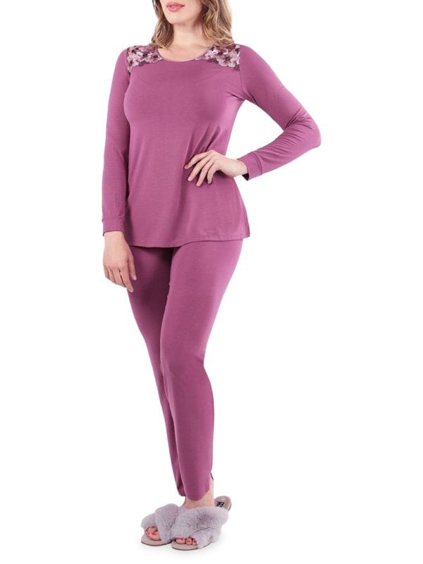 Комплект пижамный Memoi из двух предметов из смеси модала, фиолетовый жакет пижамный из модала priya m желтый