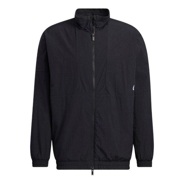 Куртка Adidas Solid Color Minimalistic Alphabet Printing Casual Sports Stand Collar Woven mens Black Jacket, Черный