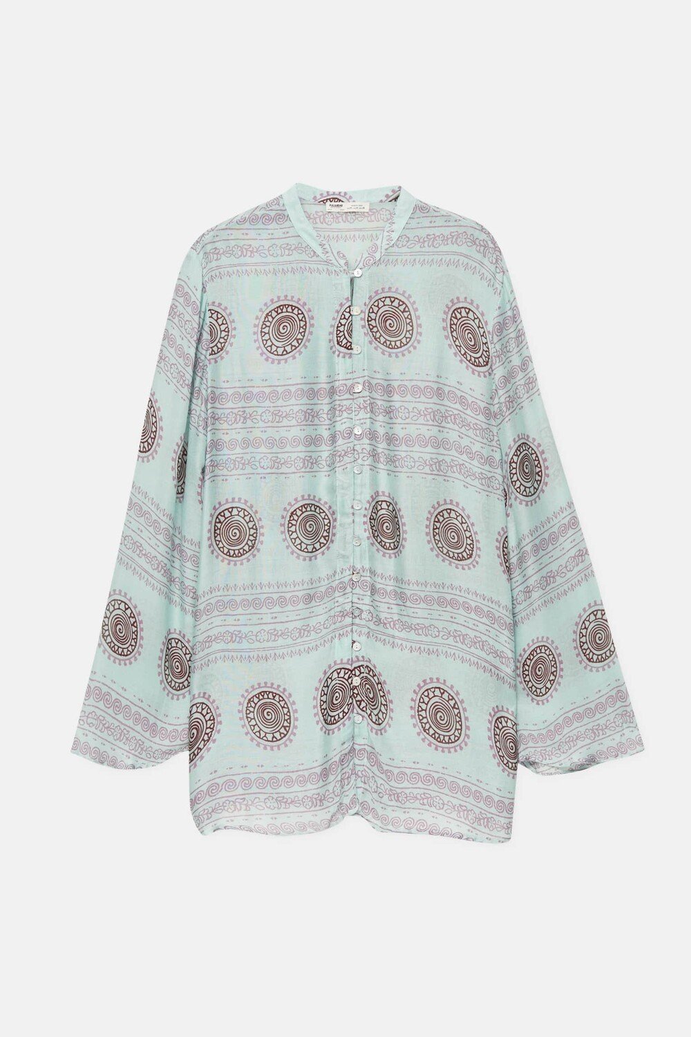 

Рубашка Pull&Bear Printed Kaftan, пастельный бирюзовый