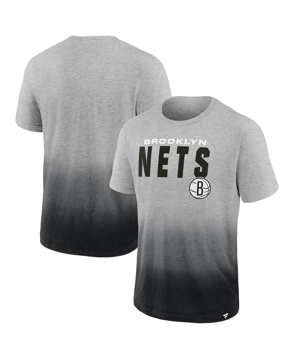 Мужская футболка brooklyn nets board crasher dip-dye с фирменной меланжевой отделкой серо-черного цвета Fanatics, мульти