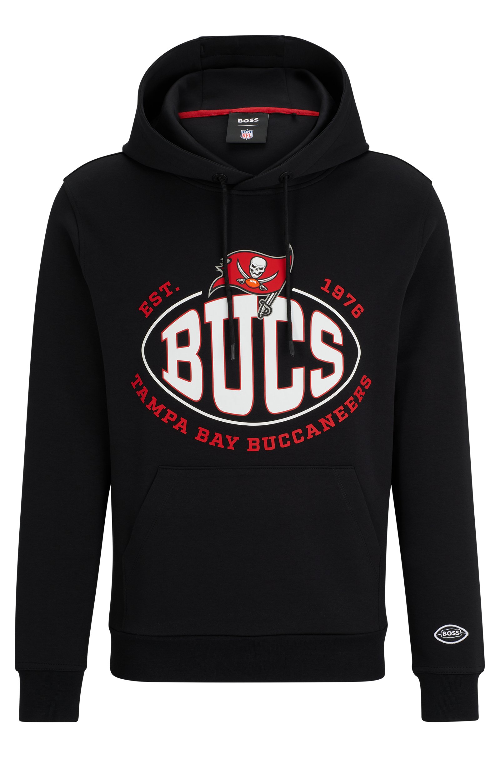 Толстовка Boss X Nfl Cotton-blend With Collaborative Branding, Bucs 2021 men s 3d hoodie black hoodie and red stitching with flame c letter cool outdoor flame print hoodie