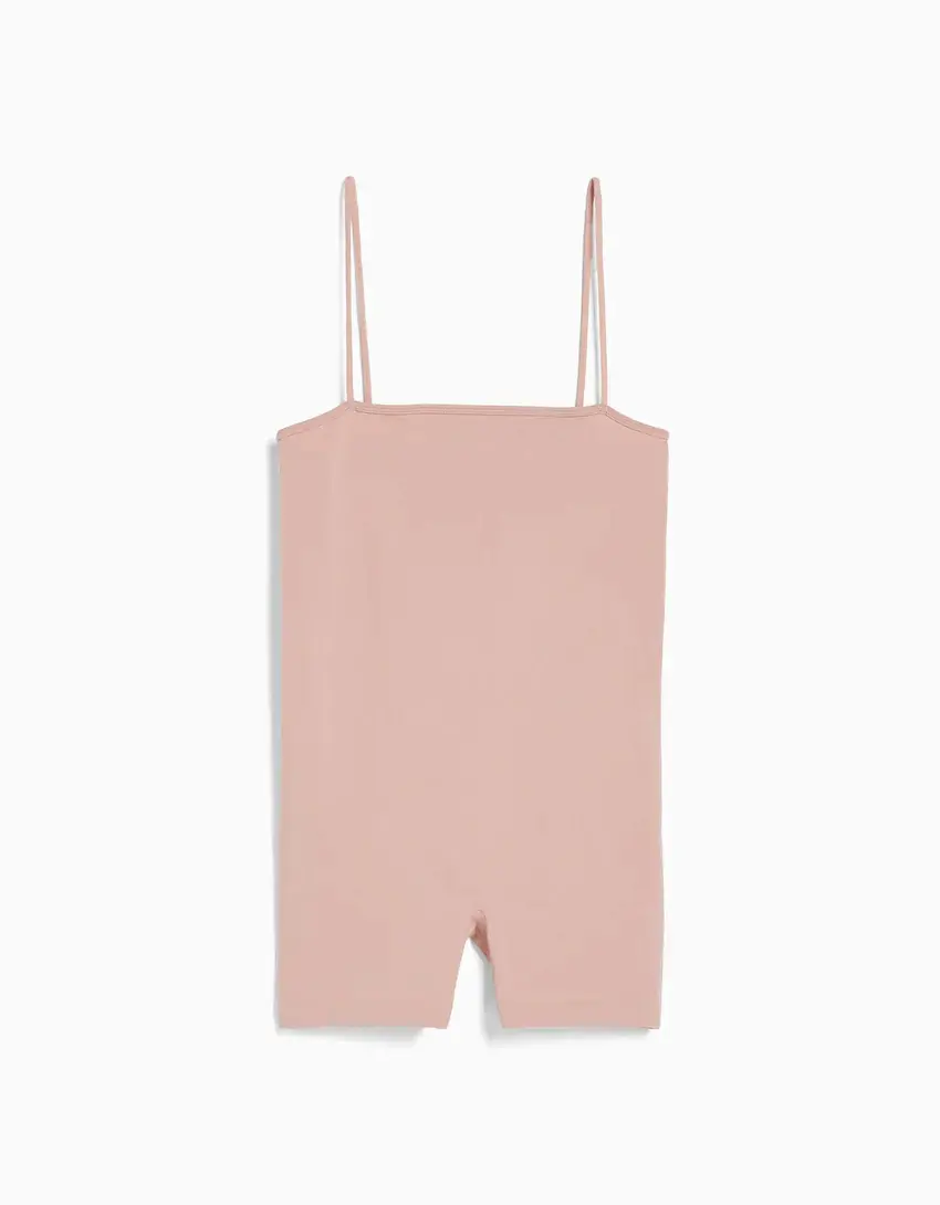 

Комбинезон Bershka Seamless Strappy Cycling, розовый