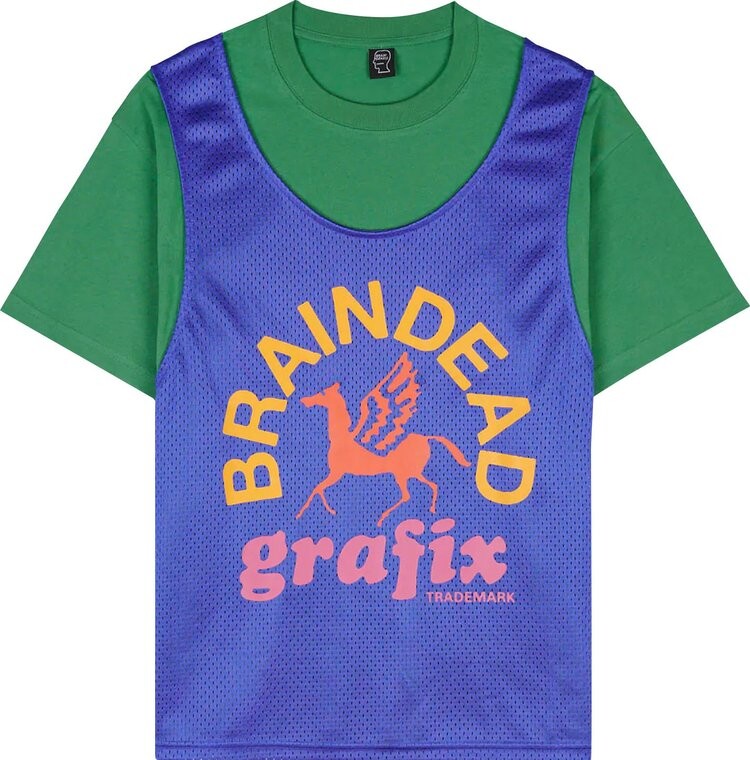 

Футболка Brain Dead Graphics Team Jersey 'Green/Blue', зеленый