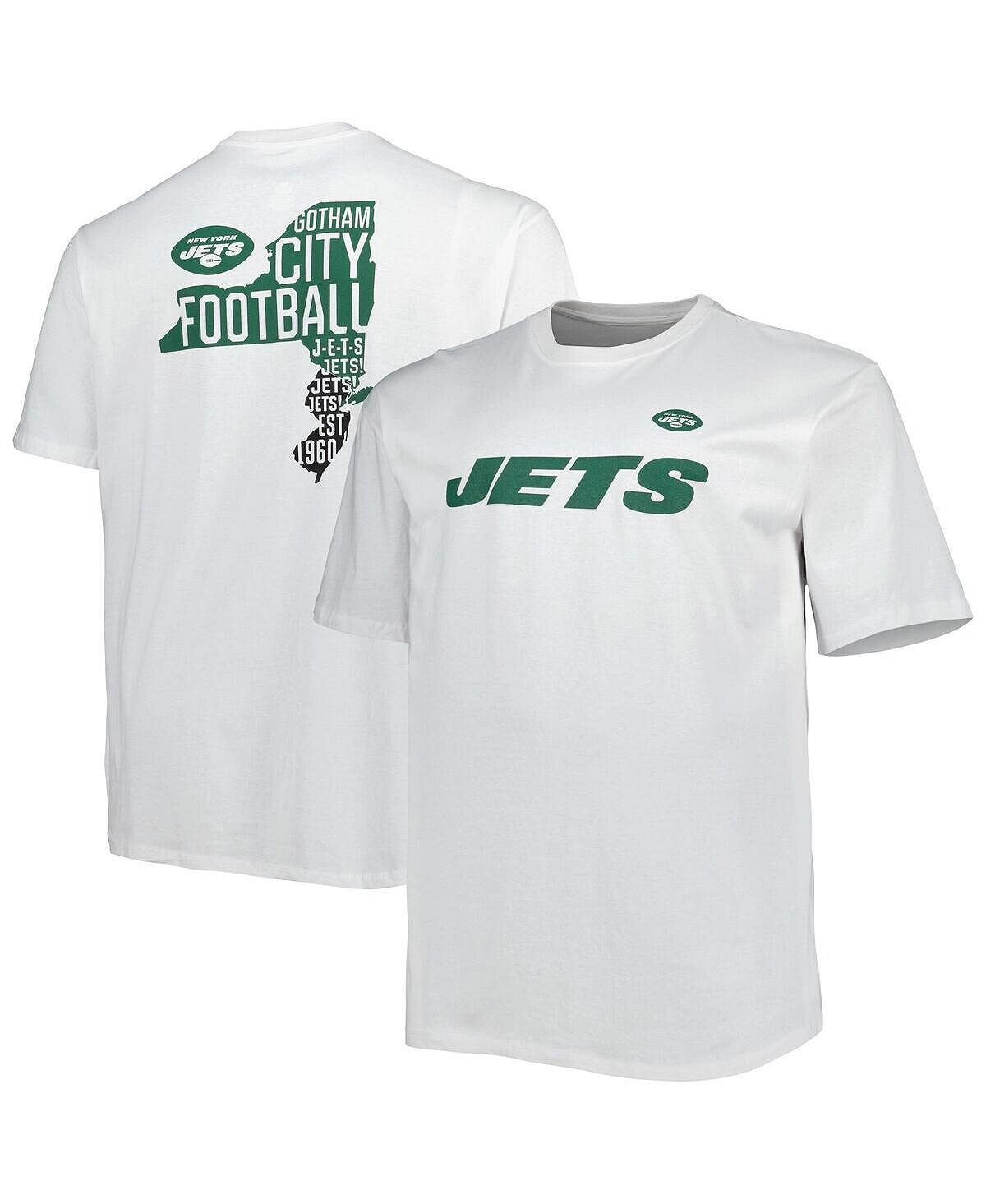 

Мужская фирменная белая футболка new york jets big and tall hometown из коллекции hot shot Fanatics, белый