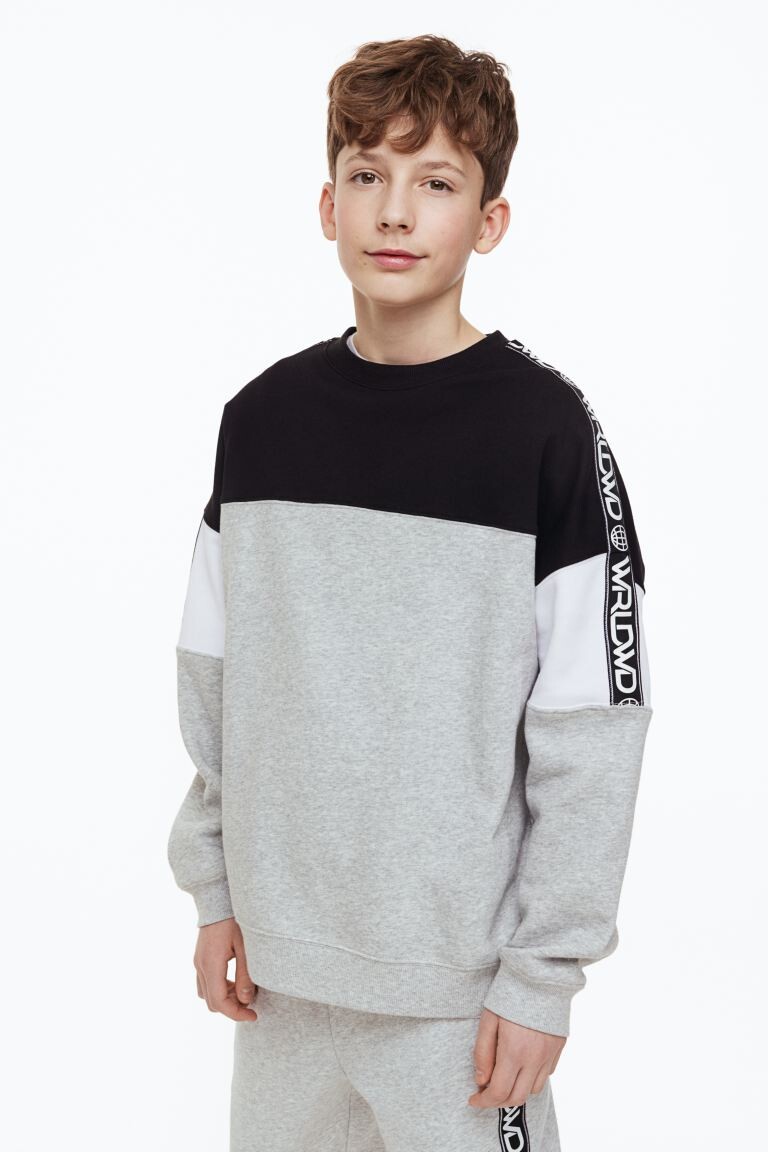 

Толстовка оверсайз H&M, светло-серый/цветные блоки