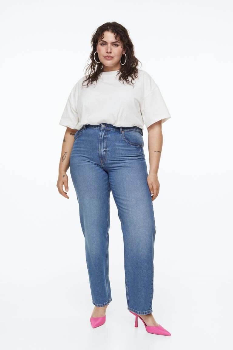 

Высокие прямые джинсы H&M+ в стиле 90-х, синий деним