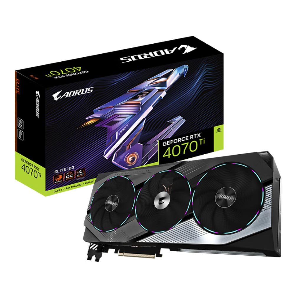 Видеокарта Gigabyte Aorus GeForce RTX 4070 Ti Elite, 12 Гб, GV-N407TAORUS E-12GD - фото