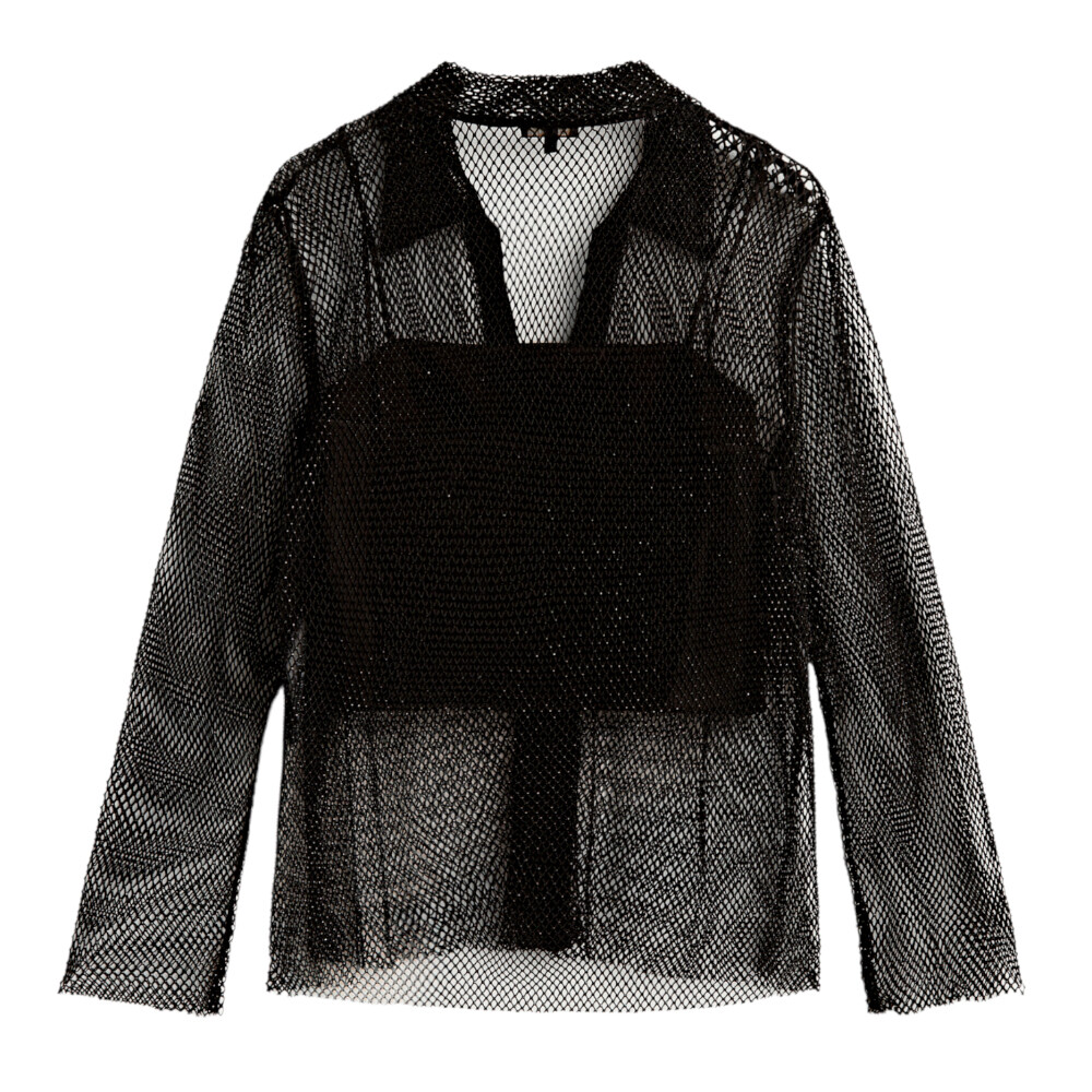 

Рубашка Massimo Dutti Party Beaded Mesh, чёрный