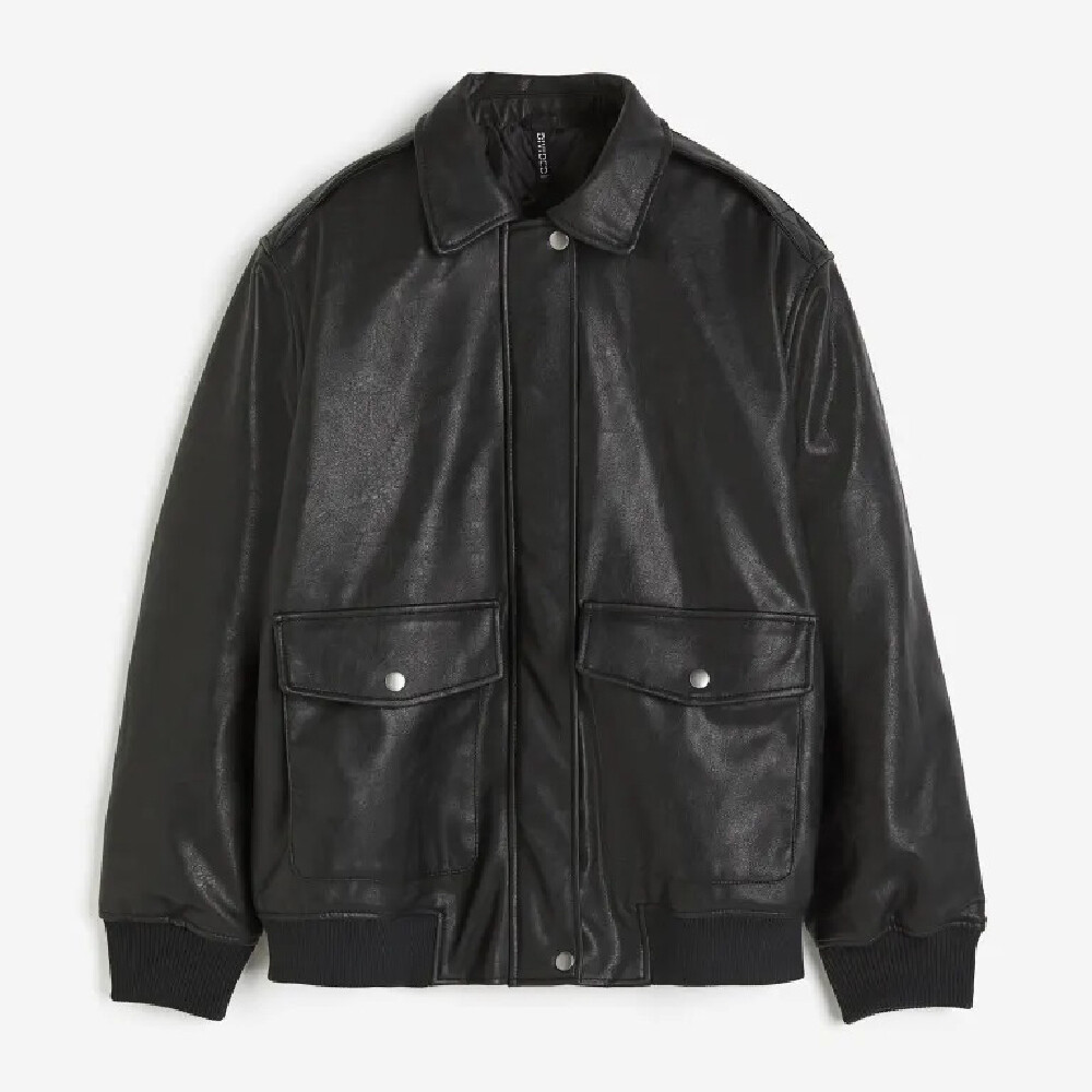 

Куртка H&M Coated Bomber, черный