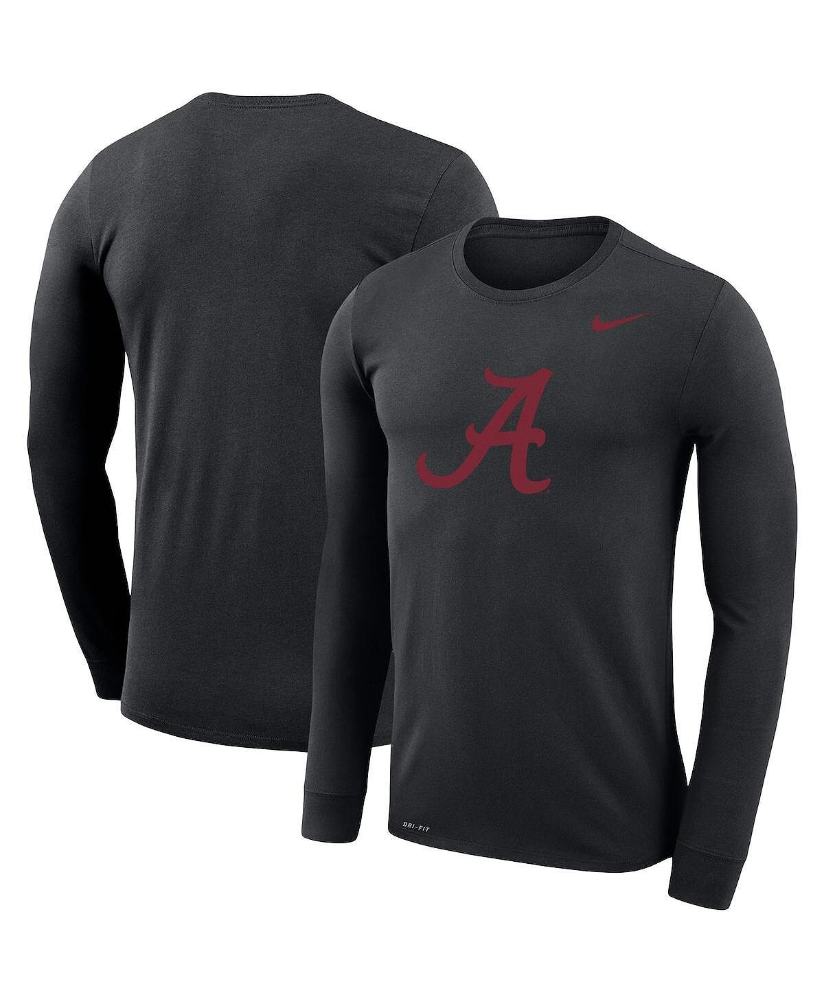 

Мужская черная футболка с длинным рукавом alabama crimson tide big & tall primary logo legend performance Nike, черный