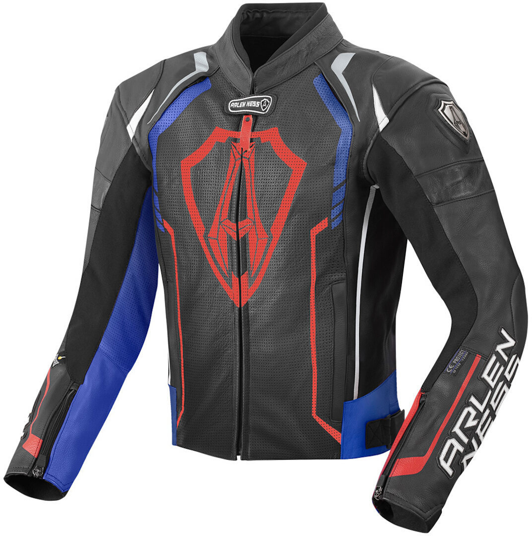 Мотоциклетная кожаная куртка Arlen Ness Track, черный/синий/красный