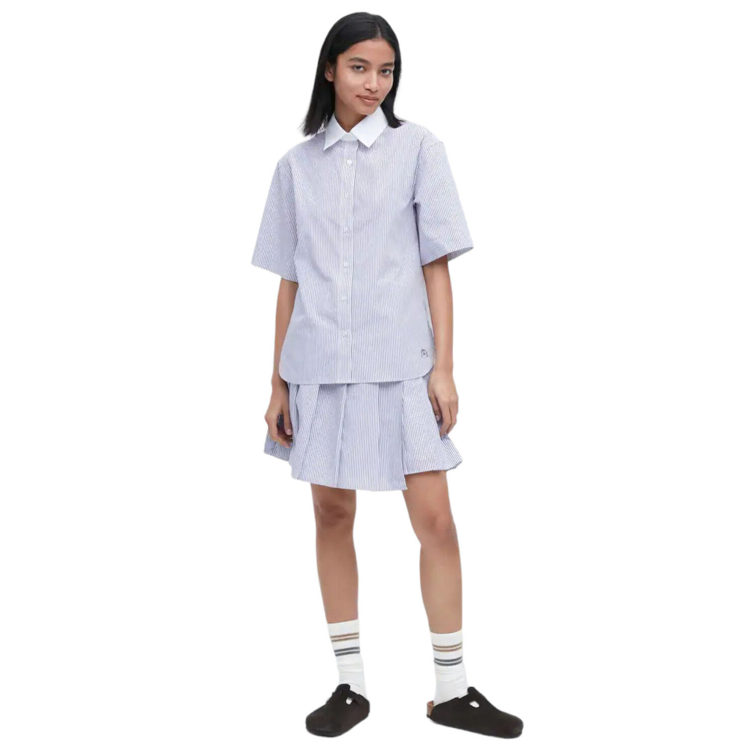 

Юбка Uniqlo x JW Anderson Pleated Mini, белый/голубой