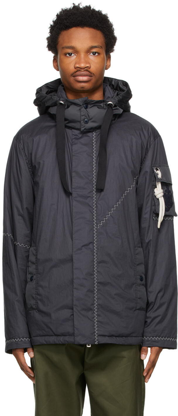 

1 Moncler JW Anderson темно-синяя пуховая куртка Albatross Moncler Genius, Синий