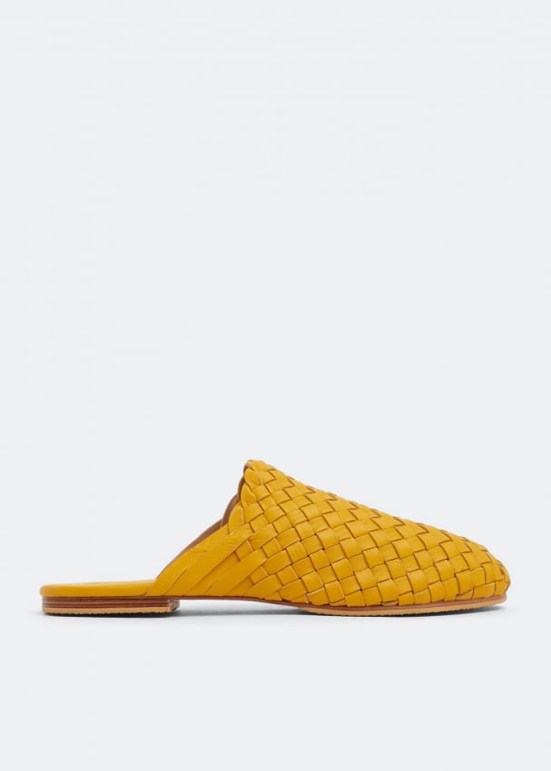 Слиперы CECILEHOB Handwoven leather slippers, желтый цена и фото