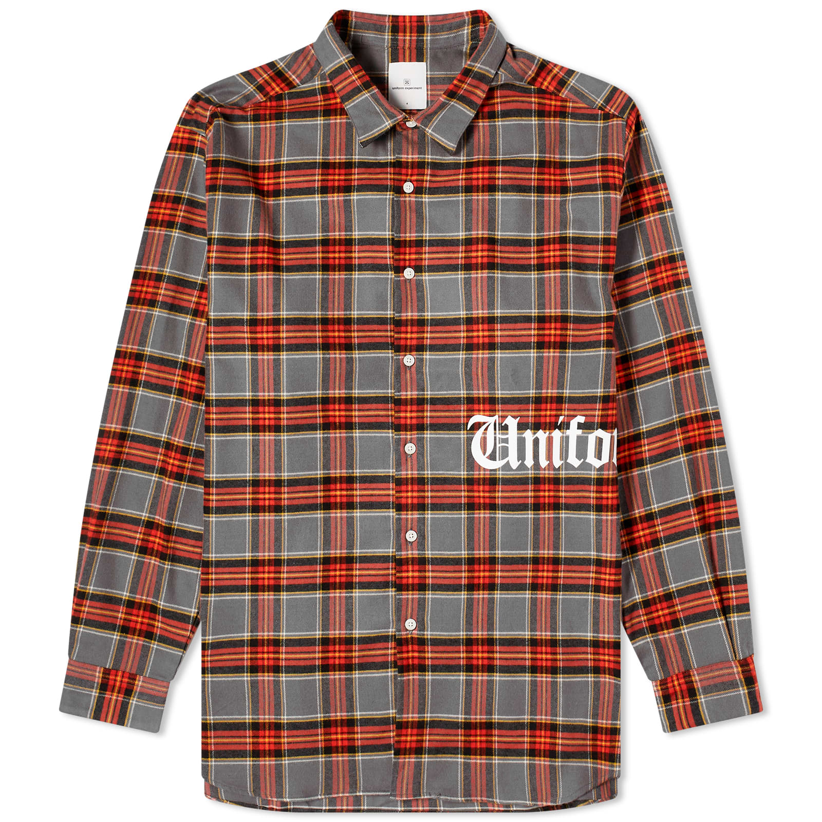 Рубашка Uniform Experiment Gothic Logo Flannel, серый мужской лонгслив uniform experiment trim color border