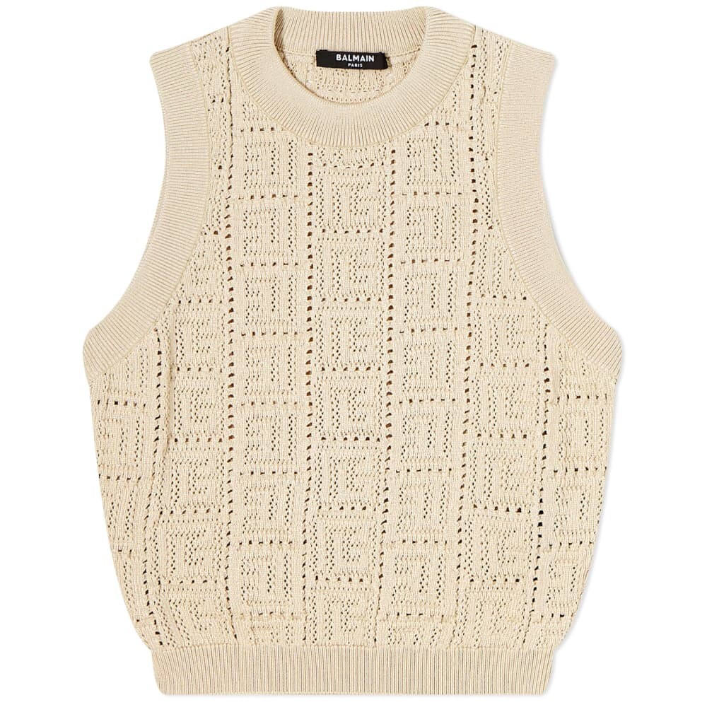 

Футболка Balmain Sleeveless Monogram Mesh Knit Crop Top