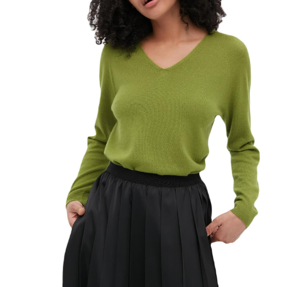 

Джемпер Uniqlo Cashmere 3D Knit Seamless V Neck, зеленый