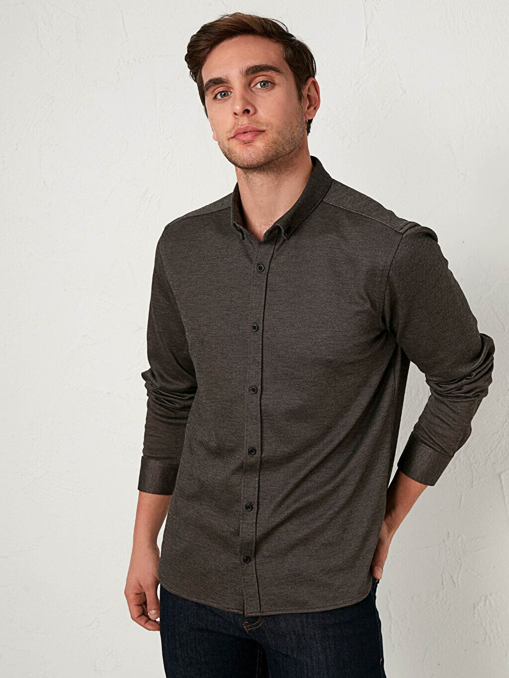 

Текстурированная рубашка Slim Fit с длинным рукавом LCW Vision