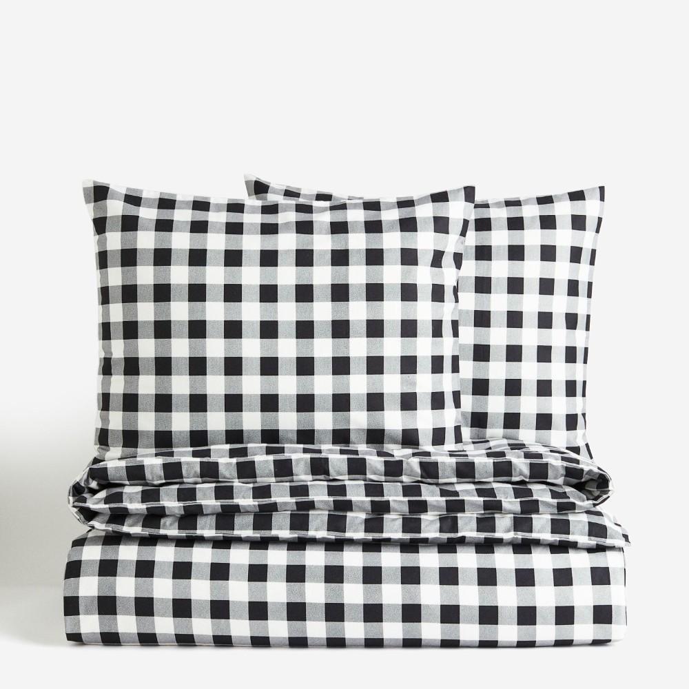 Комплект двуспального постельного белья H&M Home Flannel King, черный
