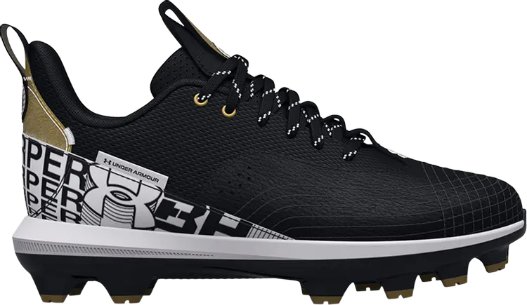 

Бутсы Under Armour Harper 7 Low TPU GS Black White Gold, черный