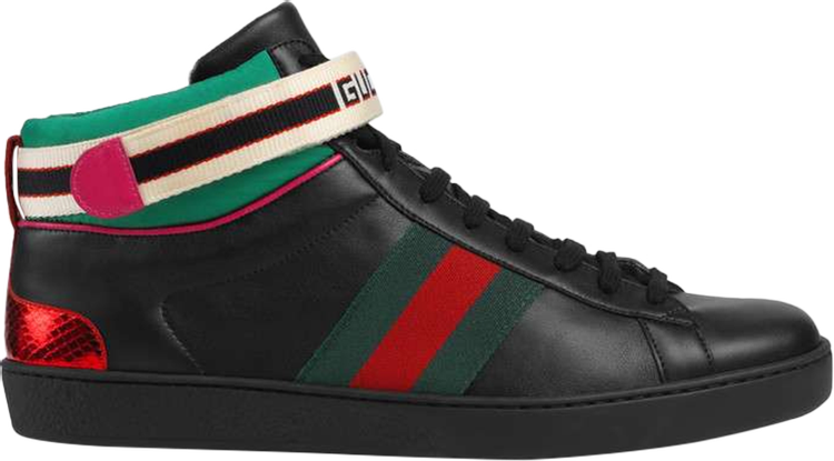 Кроссовки Gucci Stripe Ace High Top, черный - фото