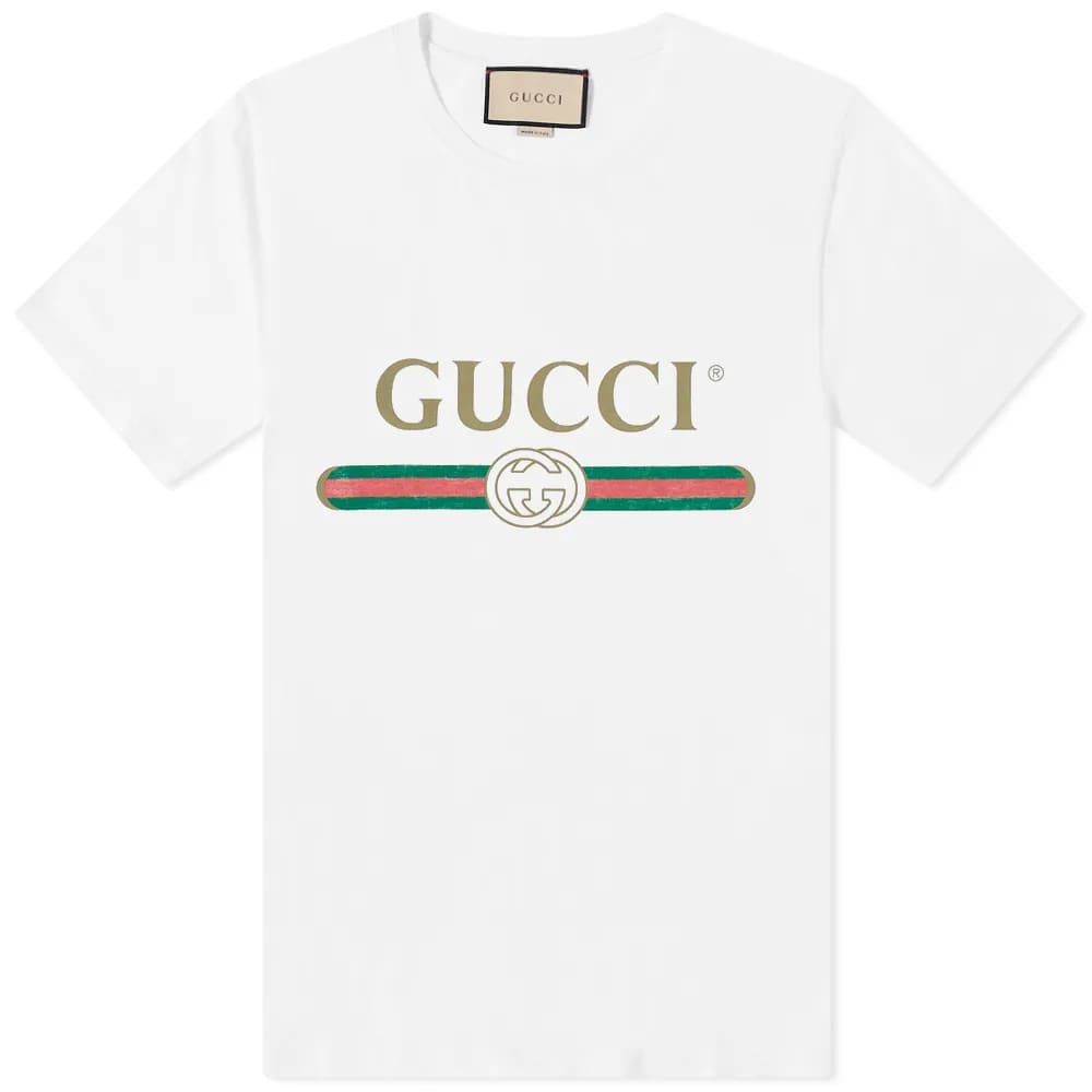 Белая футболка Gucci лого