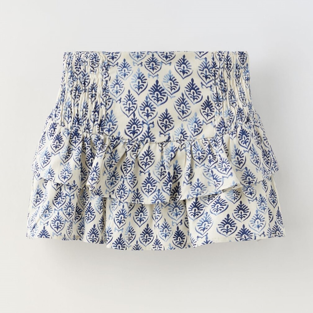 

Юбка Zara Printed With Ruffles, синий