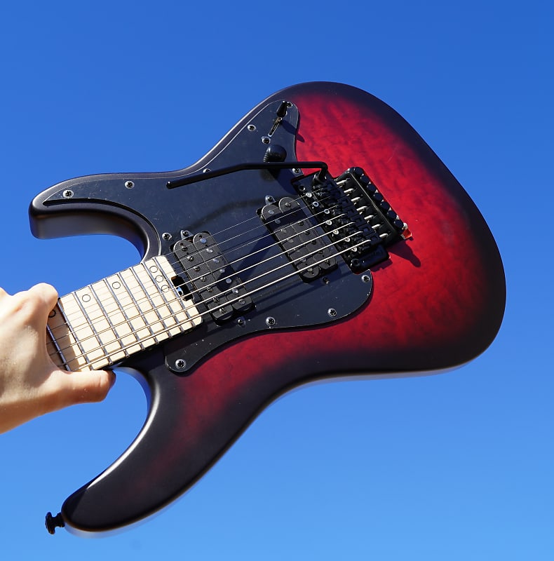 электрогитара schecter diamond series prototype platinum 7 satin crimson red burst 7 string electric guitar Schecter DIAMOND SERIES Miles Dimitri Baker-7 FR - Crimson Red Burst Satin 7-String Electric Guitar (2023)