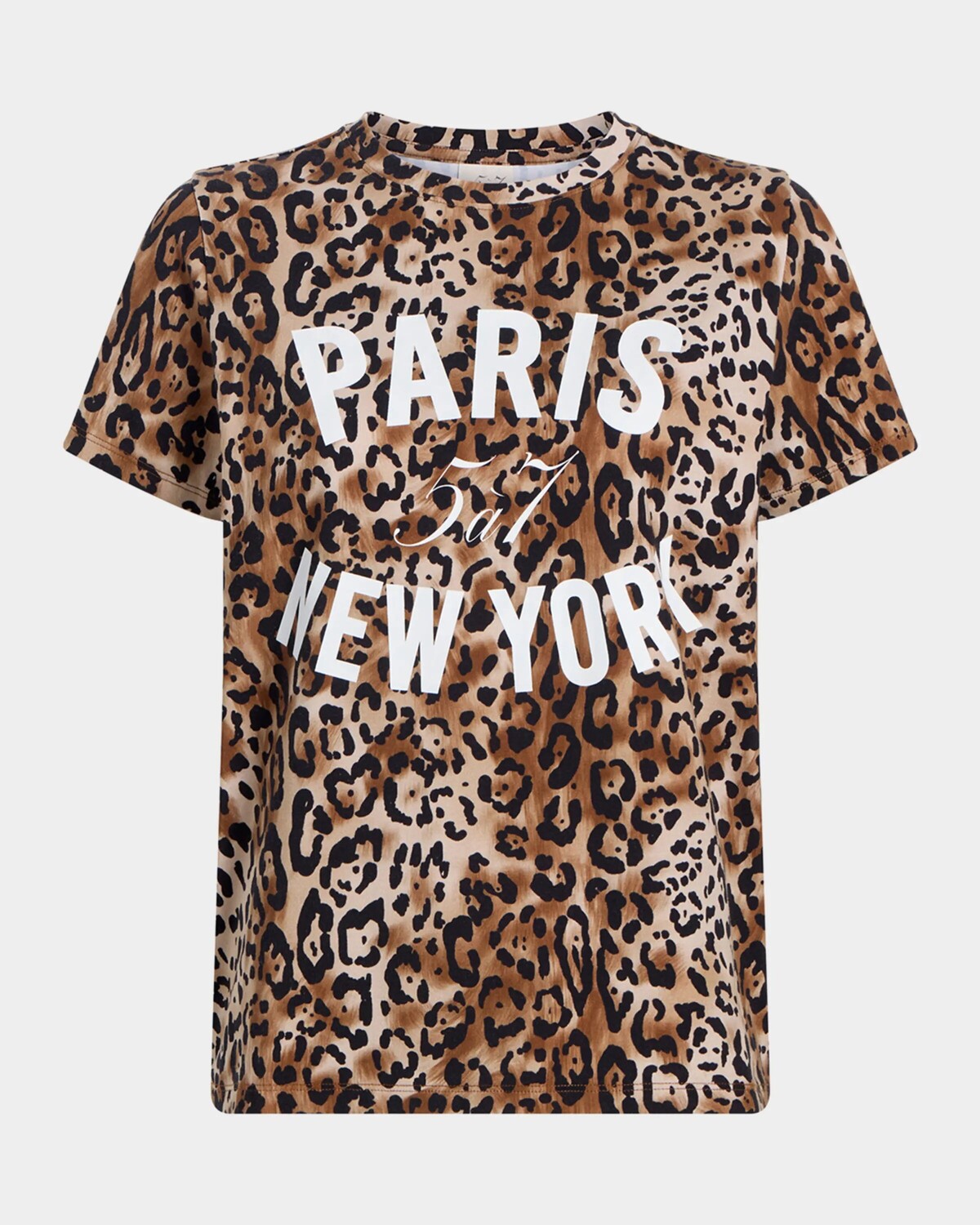 

Футболка с круглым вырезом с леопардовым принтом Paris New York Cinq A Sept, цвет Blacksahara