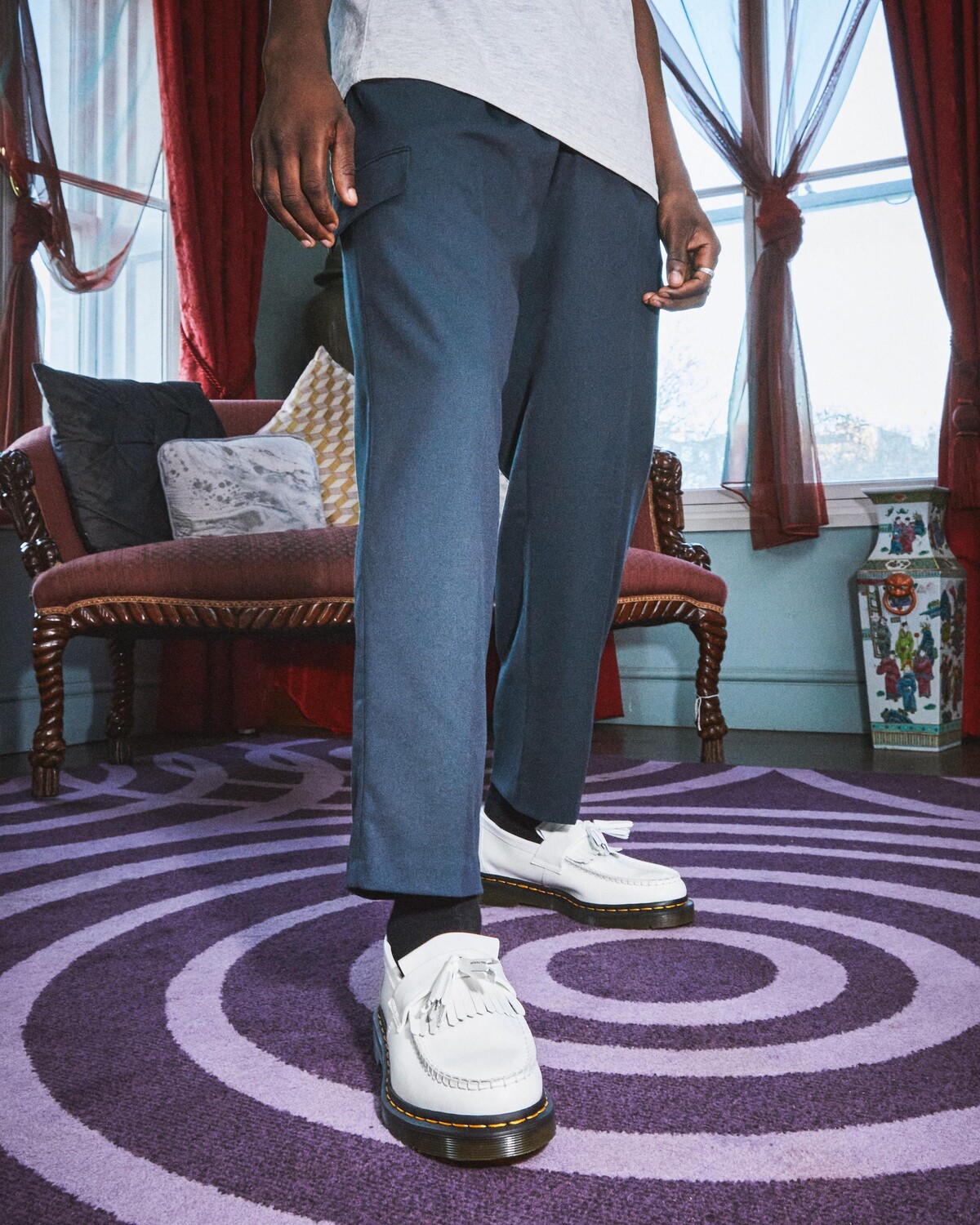 

Желтые кожаные лоферы Adrian с кисточками Dr. Martens, Желтый