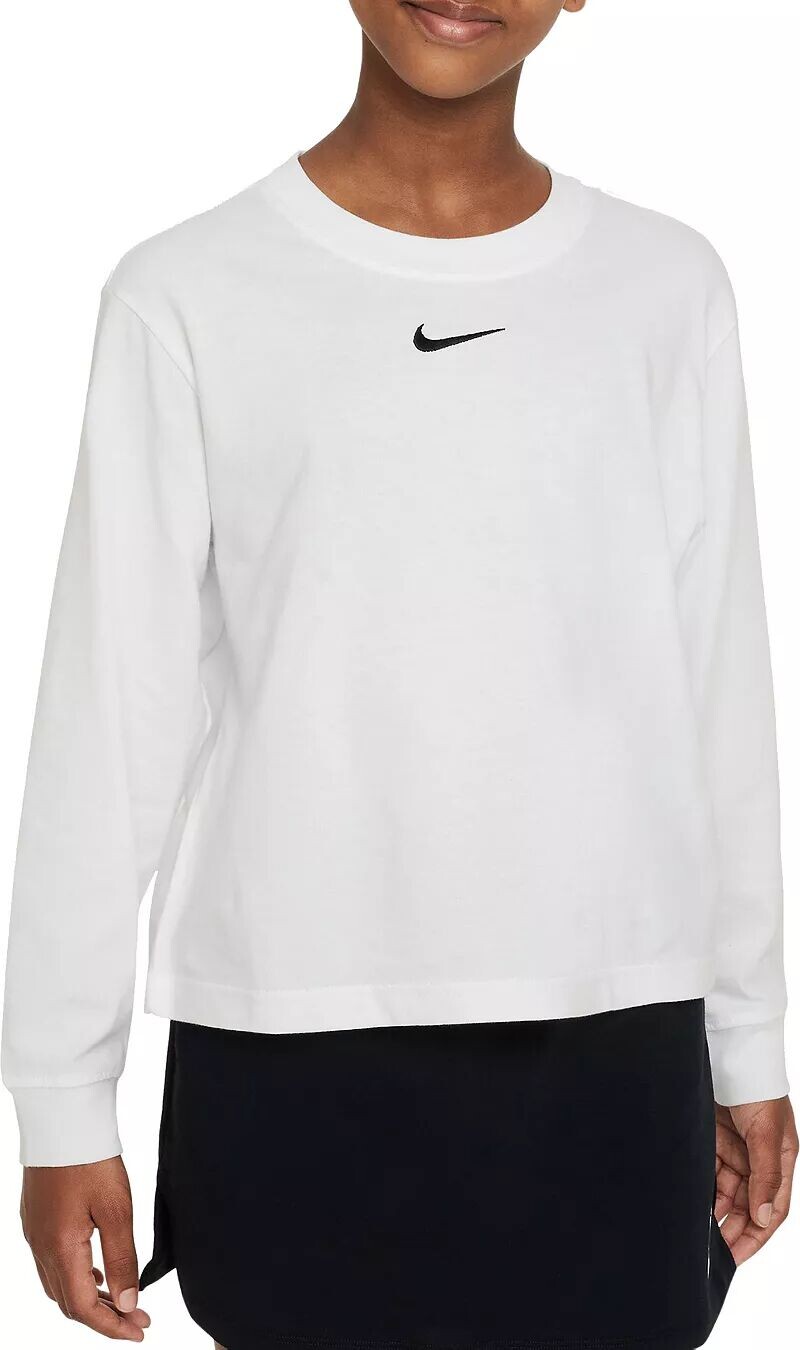

Свободная рубашка с длинным рукавом Nike Girls Essentials, белый