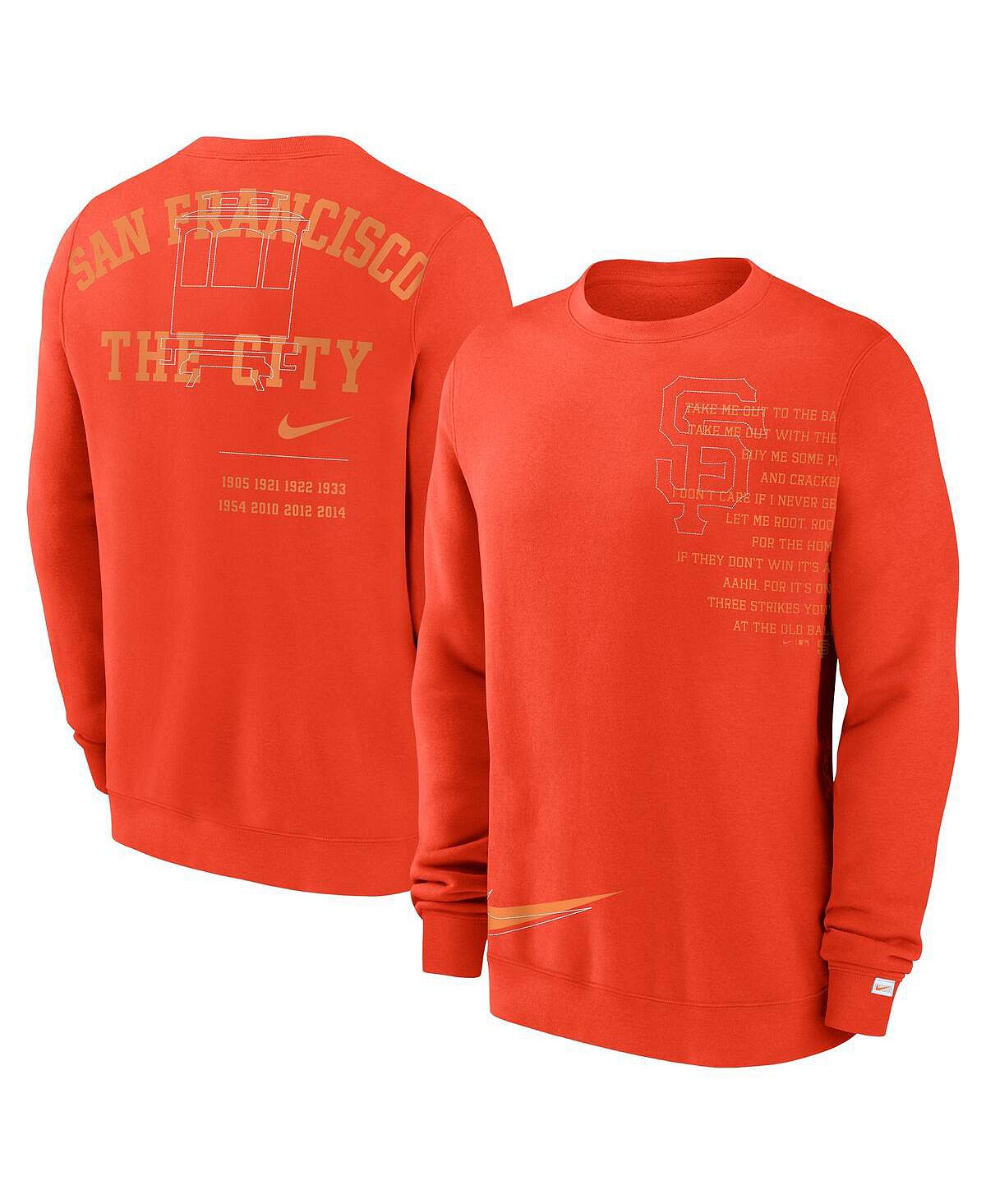Мужской оранжевый флисовый пуловер San Francisco Giants Statement свитшот с мячом Nike сан франциско