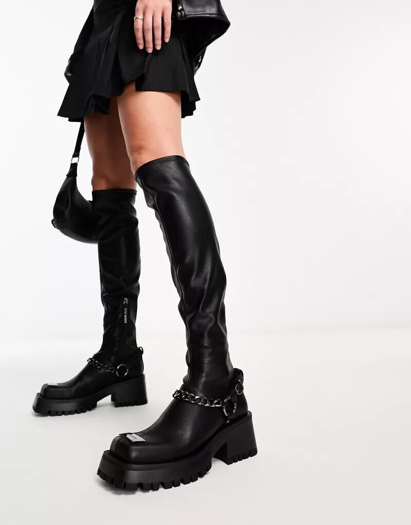 

Черные ботфорты Steve Madden Stompyard