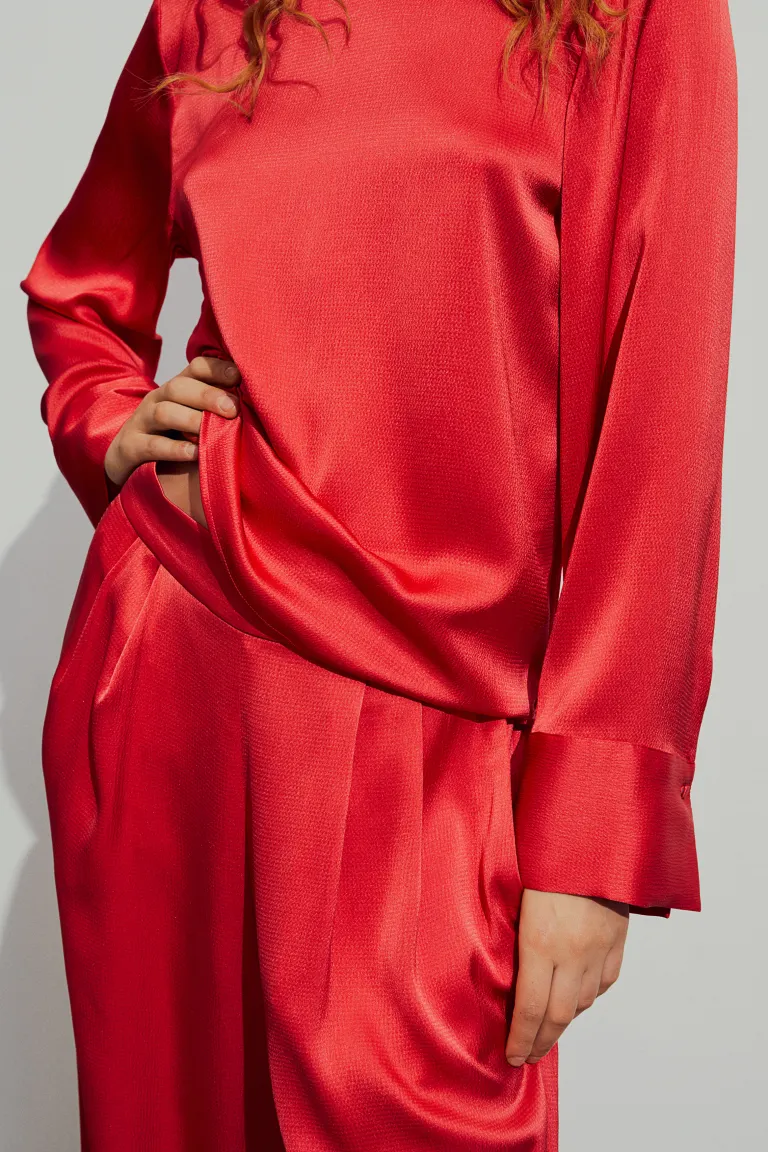 

Широкие брюки из атласа H&M, красный