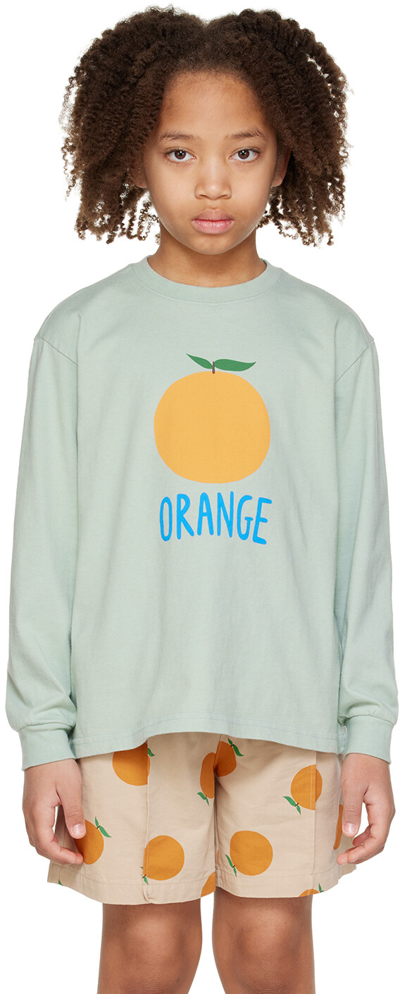 

Детская зеленая футболка с длинным рукавом \Orange\"" Jellymallow