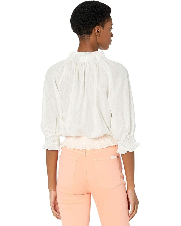 

Топ 7 For All Mankind Smock Neck & Waist Top, слоновая кость