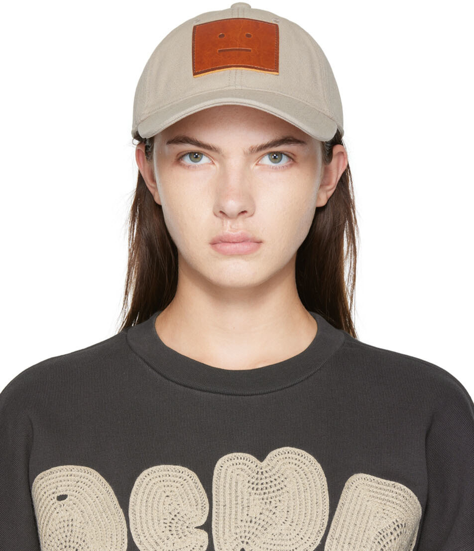 

Бежевая кожаная кепка с нашивками Acne Studios