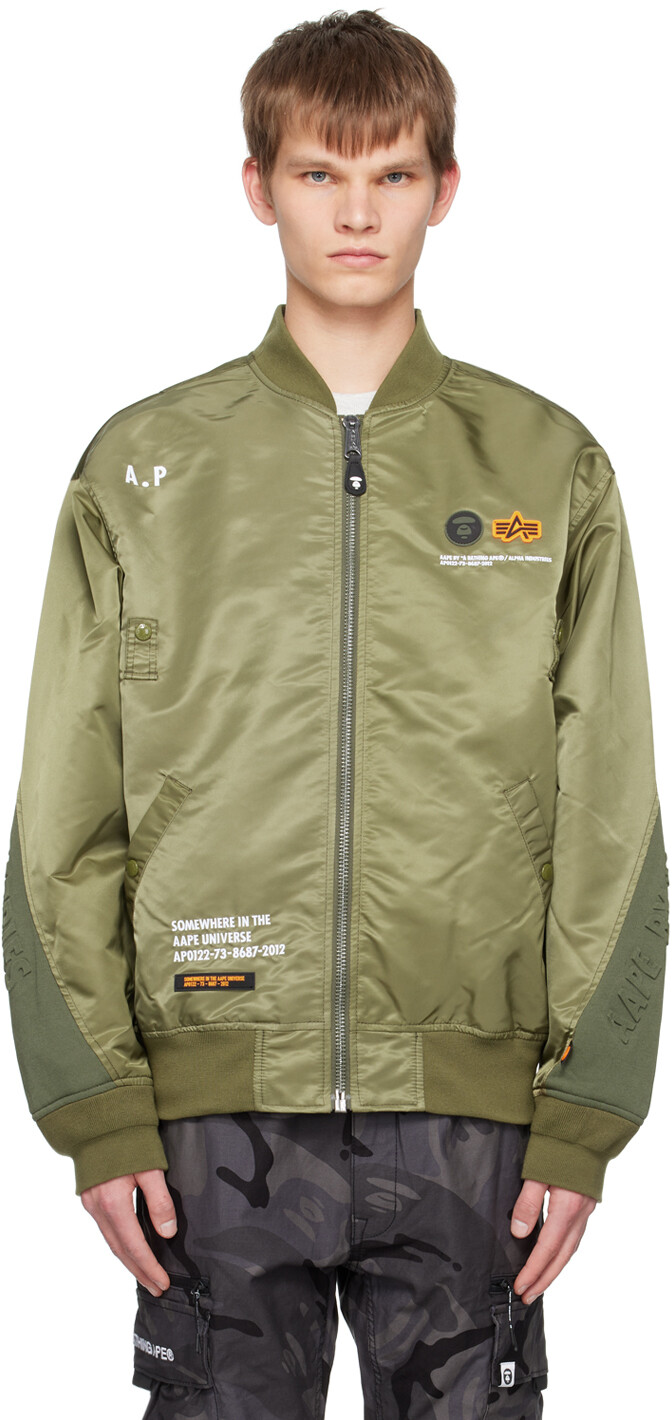 

Зеленая куртка-бомбер Alpha Industries Edition MA1 AAPE by A Bathing Ape