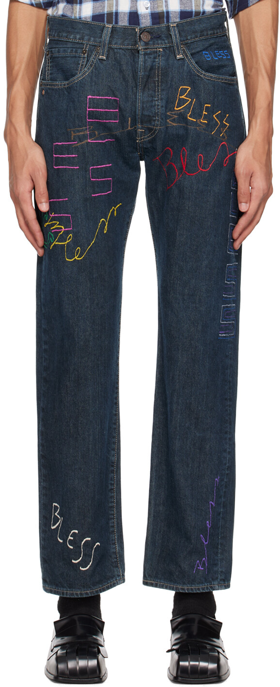

SSENSE Эксклюзивные синие джинсы Bless