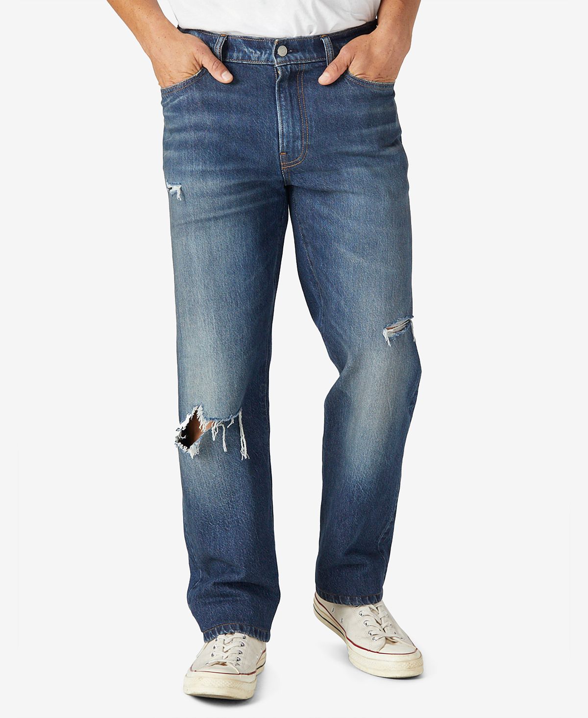Мужские джинсы прямого кроя стрейч 363 с потертостями Lucky Brand джинсы lucky brand 363 straight premium coolmax jean цвет dawson