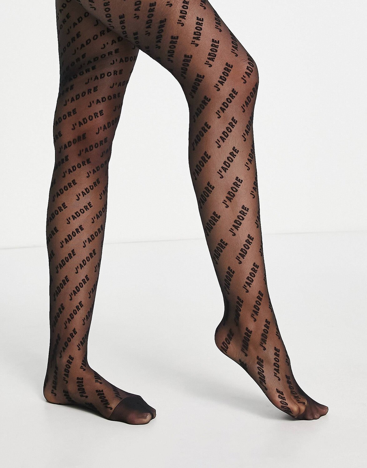 

Черные колготки с надписью J'adore ASOS DESIGN